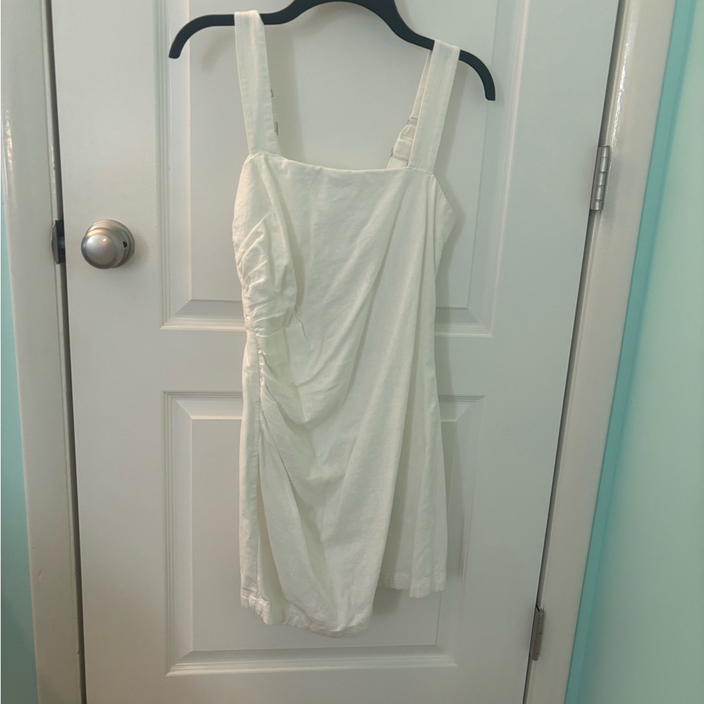 Abercrombie & Fitch Off-White Square Neck Mini Dress with Wide Straps